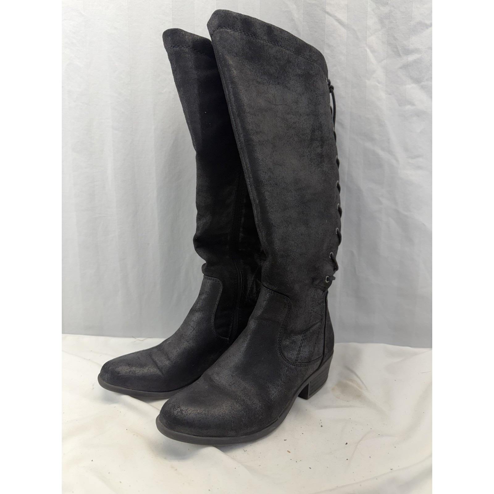 Bare Traps Averil Black Back Lace-Up Detail Riding Boot 5m